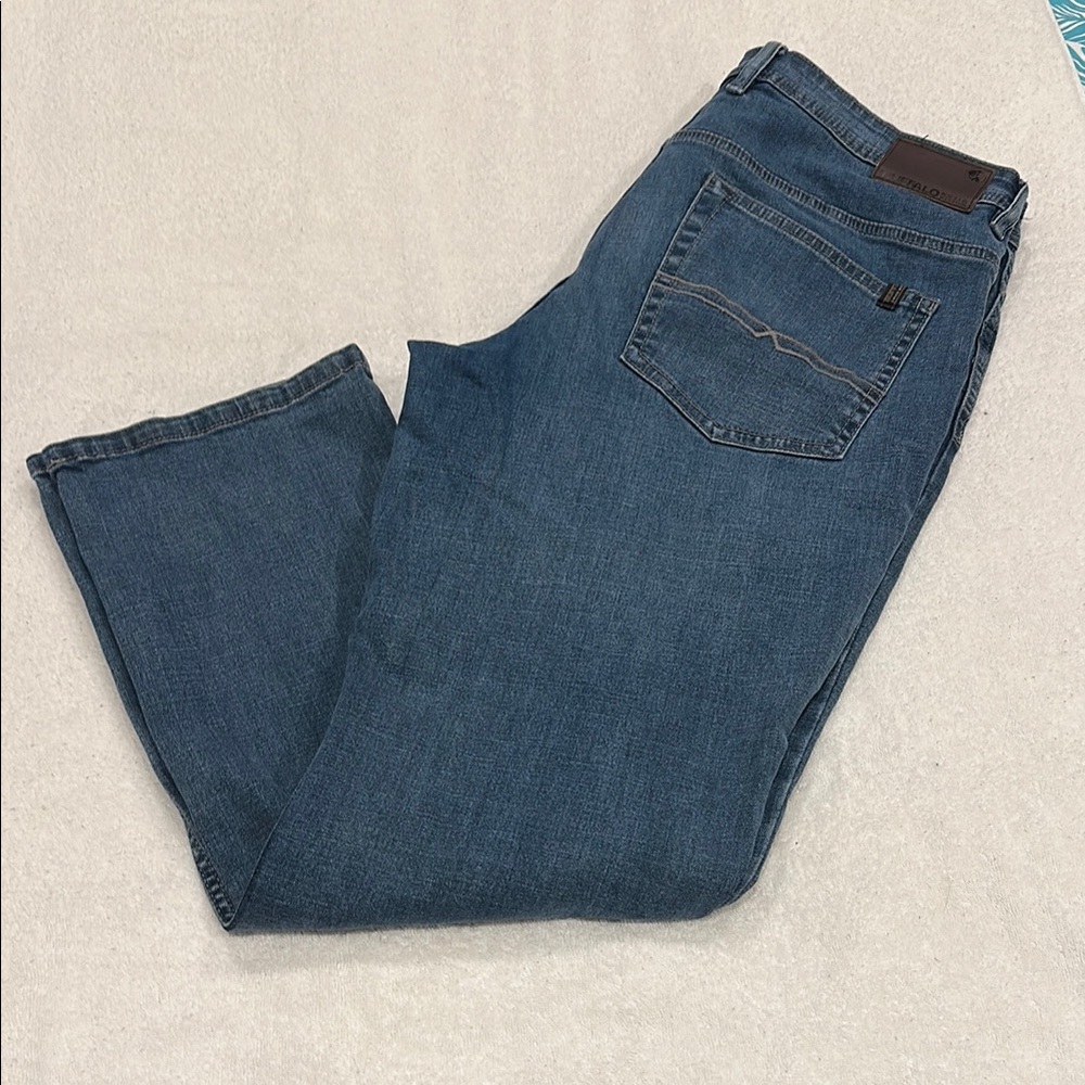 JACKSON-X Blue Straight Stretch-Leg Jeans with Contrast Stitching